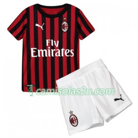 Camisolas de Futebol AC Milan Criança Equipamento Principal 2019/20 Manga Curta